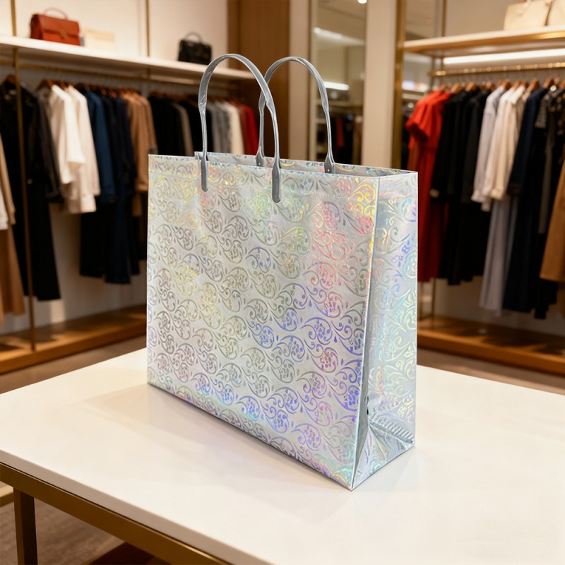 Sac fourre-tout cadeau laminé avec film scintillant